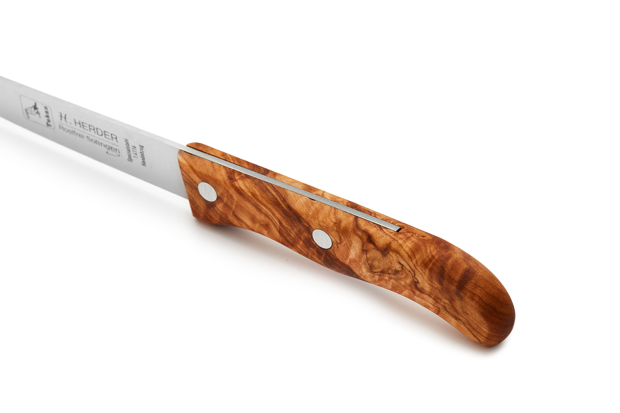 H.Herder 4er Set Zubereitungs-/Steakmesser Groß Olivenholz mit Handabzug – rostfrei – Bild 3