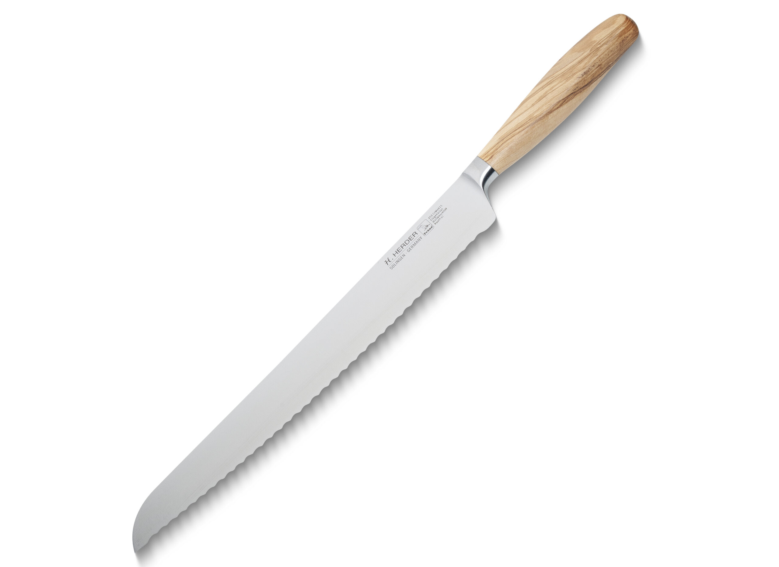 H.Herder Eterno Brotmesser extra groß – Italienische Form – 31cm Klinge – sortiertes Olivenholz