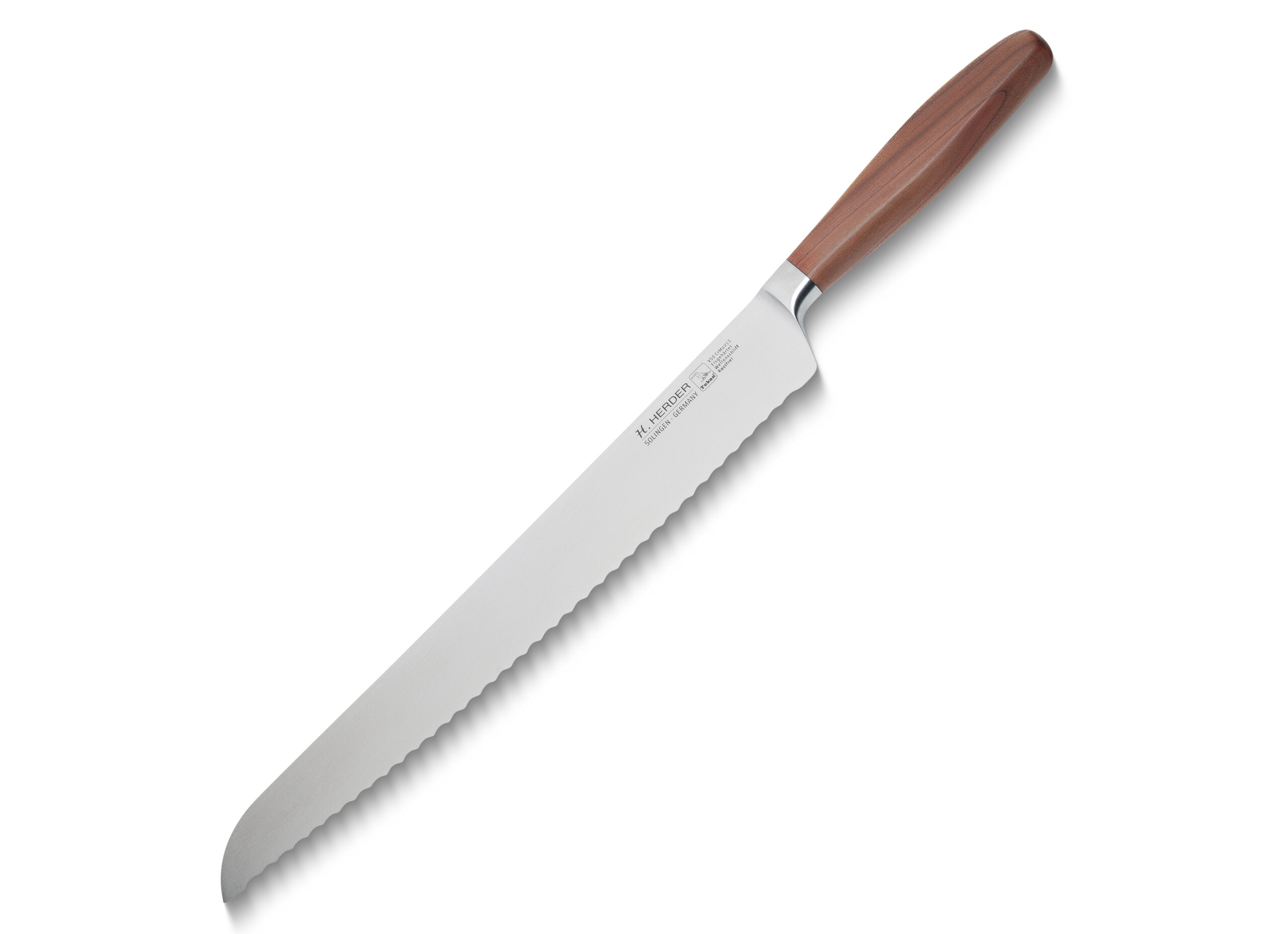 H.Herder Eterno Brotmesser extra groß – Italienische Form – 31cm Klinge – gedämpftes Pflaumenholz