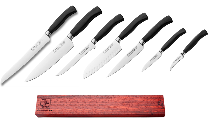 H.Herder 7er-Set Eterno-geschmiedet PPN schwarz mit Magnetleiste aus Padouk Rotholz